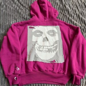 Pink Hoodie with Skull Graphic